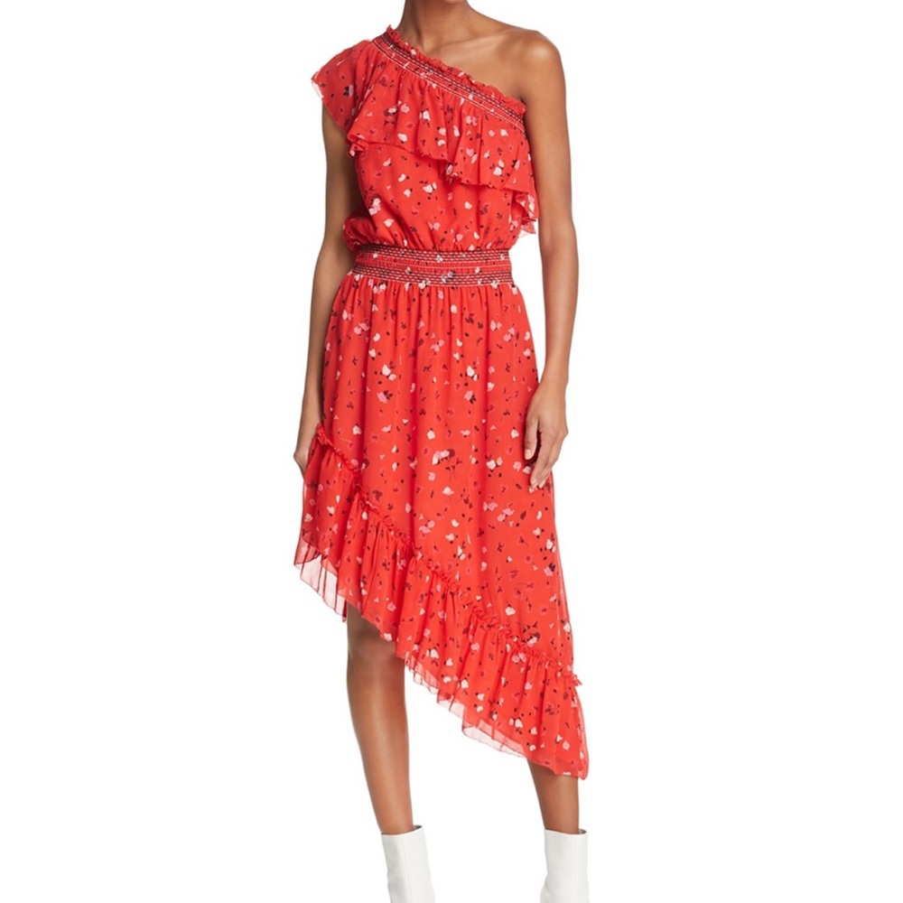Joie one shoulder asymmetrical silk dress